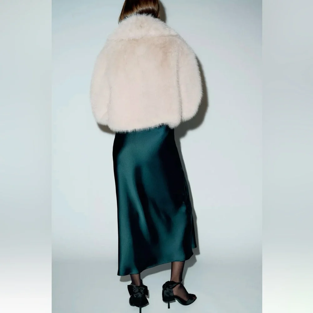 New ZARA Satin Midi Skirt